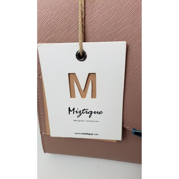 Myztique Handbag Satchel Genuine Vegan Leather Nude Medium Classic Work NEW Tags - Picture 9 of 9